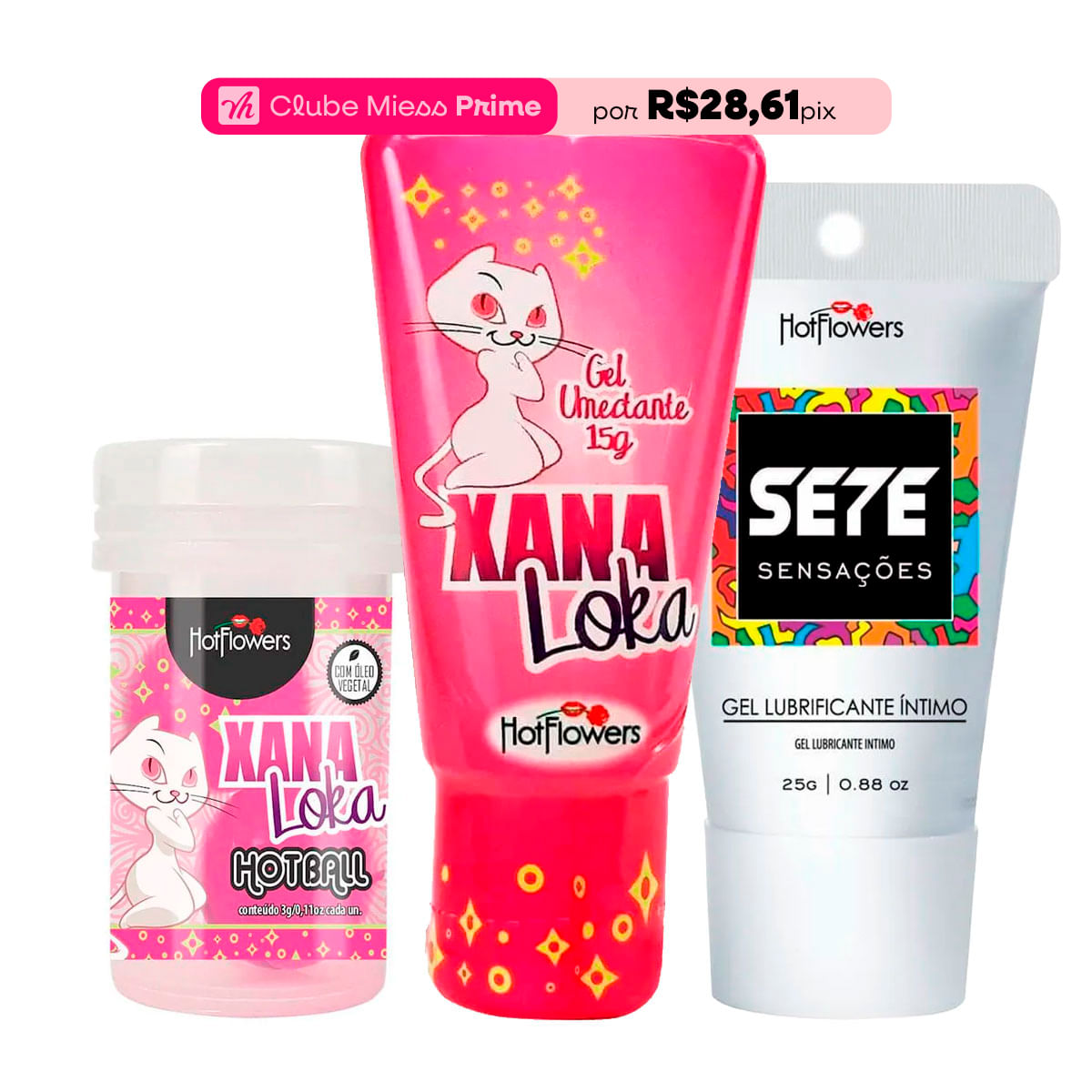 Kit Mais Vendidos Hot Flowers com Xana Loka Hot Ball Xana Loka Sete Sensações
