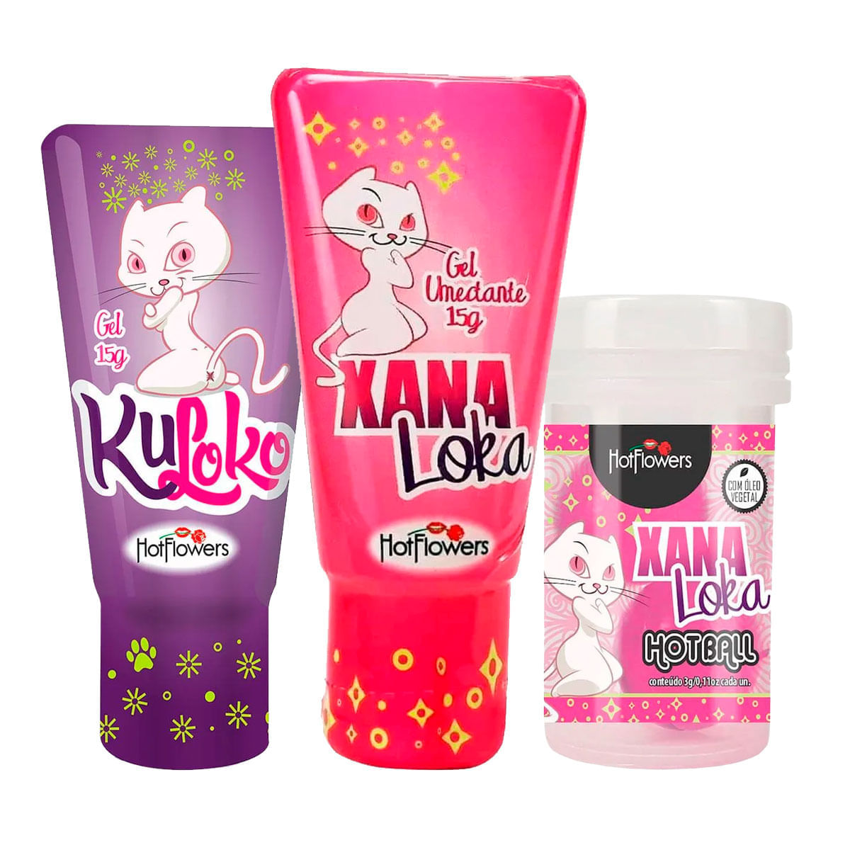 Kit Mais Vendidos Hot Flowers com Xana Loka Kuloko Hot Ball Xana Loka