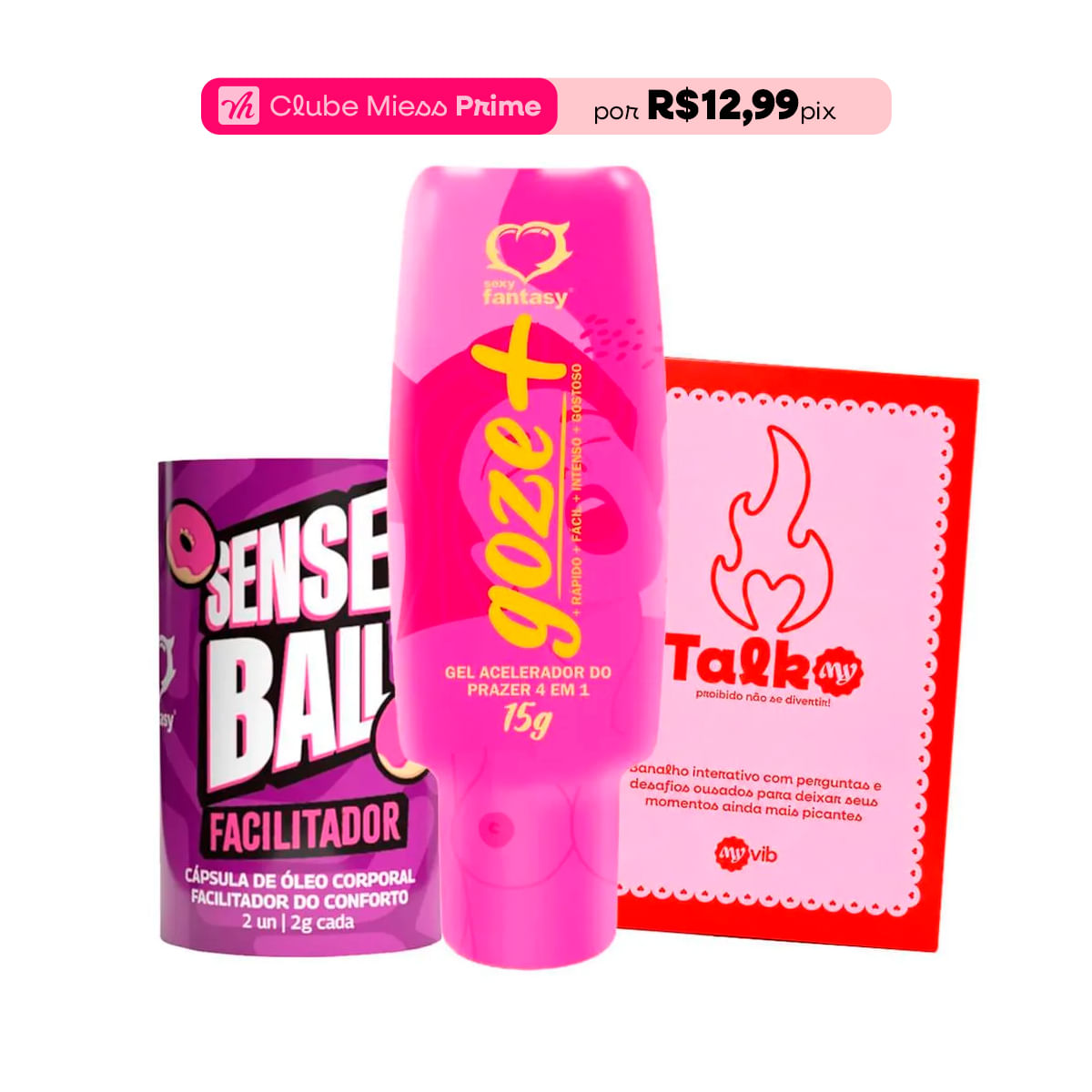 Kit com Capsula Sense Ball Facilitadora TalkMy Baralho Interativo e Goze +