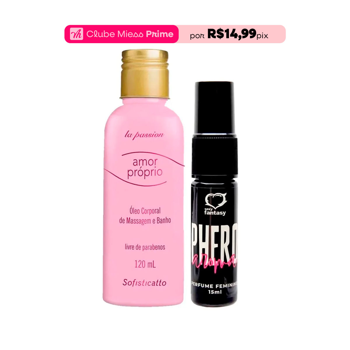 Duplinha com Amor Próprio Óleo Corporal e Perfume Phero Aroma Feminino