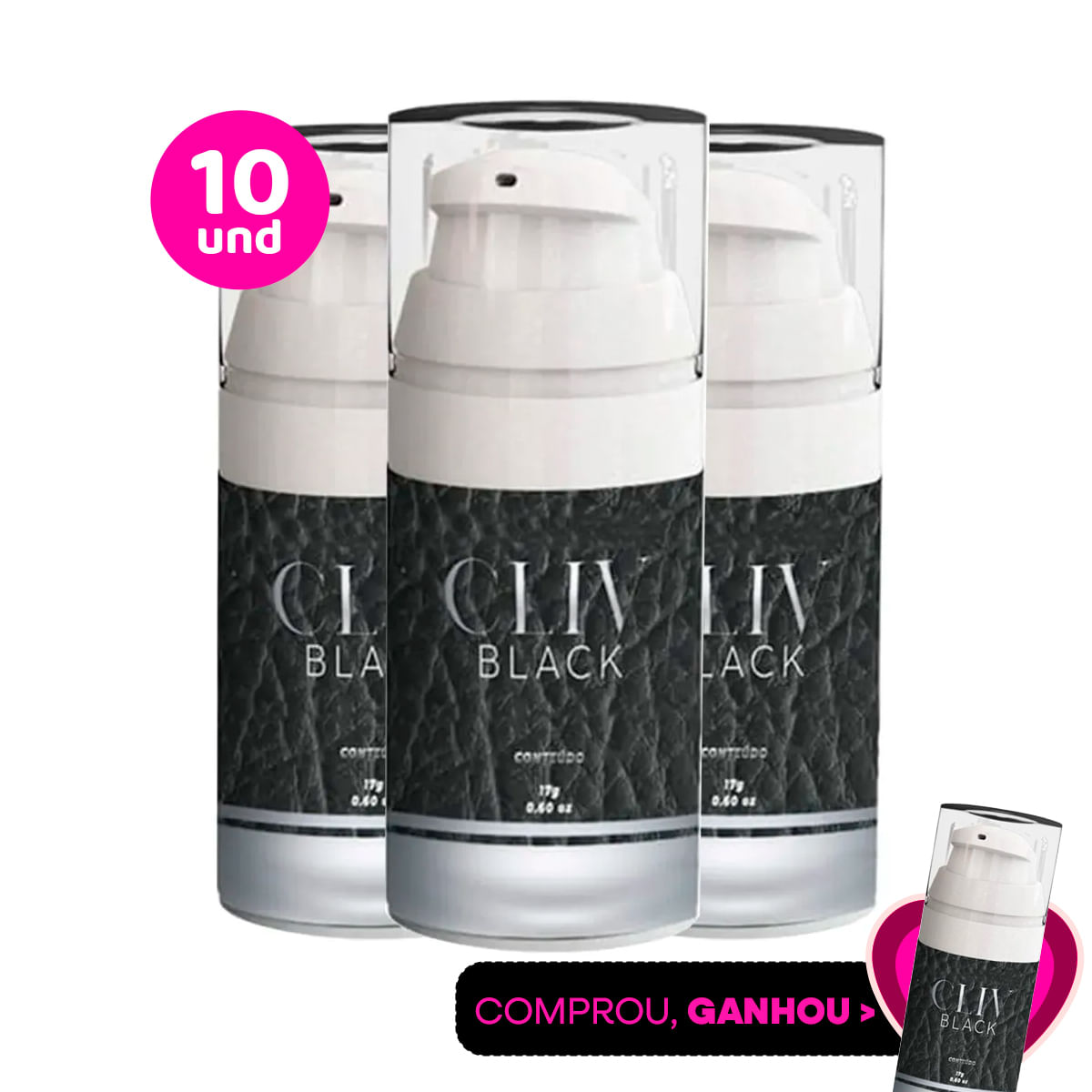 Kit com 10 Cliv Black Gel Facilitador Anal