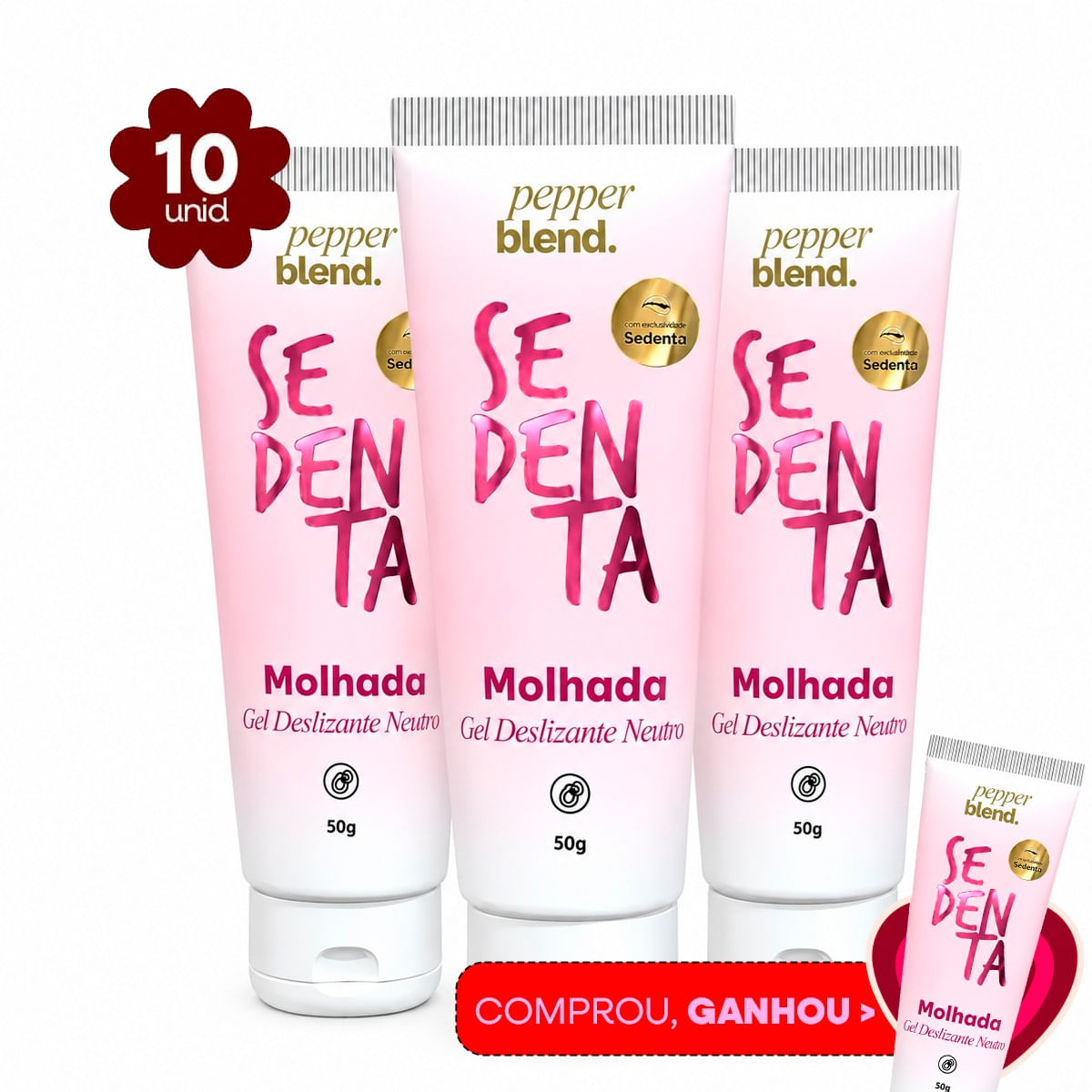 Kit com 10 Sedenta Molhada Gel Deslizante Neutro 50g