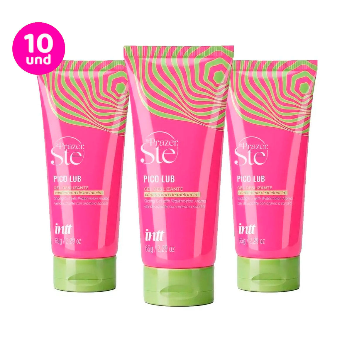 Kit com 10 Pico Lub Melancia By Ste Prazer Gel Deslizante Beijável 65g