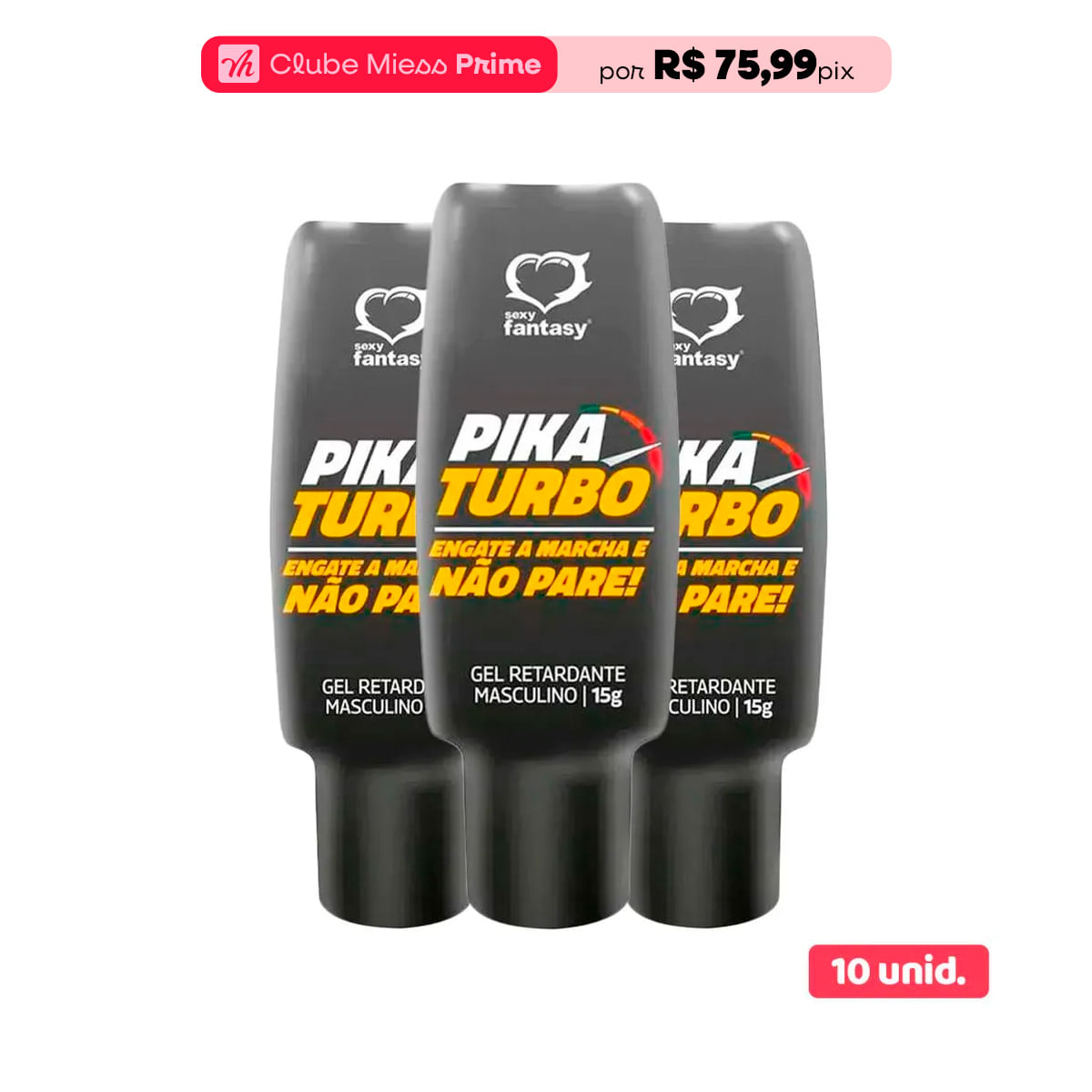 Kit com 10 Pika Turbo Gel Retardante Masculino