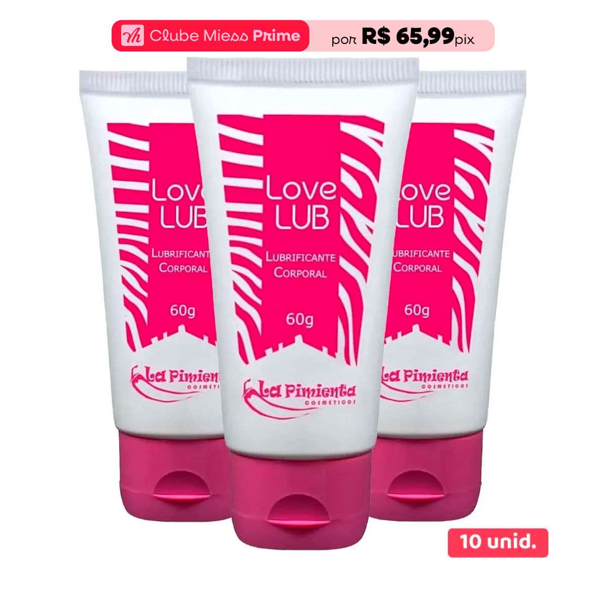 Kit Love Lub Lubrificante Corporal Neutro 60g com 10 unidades La Pimienta